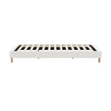Oikiture Bed Frame King Single Size Bed Base White Boucle - Side View