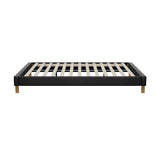 Oikiture Bed Frame Queen Size Bed Base Black Leather