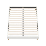 Oikiture Bed Frame Queen Size Bed Base White Boucle
