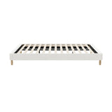 Oikiture Bed Frame Queen Size Bed Base White Boucle - 45-Degree Angle