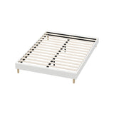 Oikiture Bed Frame Queen Size Bed Base White Boucle - Side View
