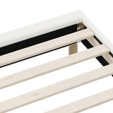 Oikiture Bed Frame Queen Size Bed Base White Boucle - Low Angle