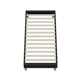 Oikiture Bed Frame Single Size Bed Base Black Leather