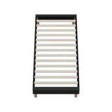 Oikiture Bed Frame Single Size Bed Base Black Leather - 45-Degree Angle