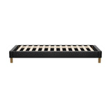 Oikiture Bed Frame Single Size Bed Base Black Leather