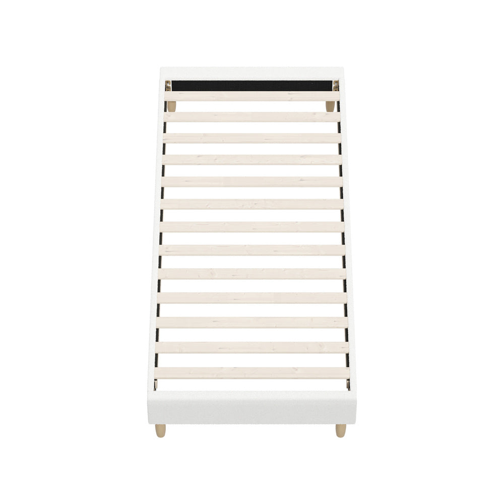 Oikiture Bed Frame Single Size Bed Base White Boucle