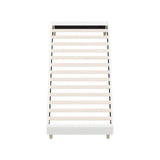 Oikiture Bed Frame Single Size Bed Base White Boucle - Low Angle