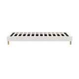 Oikiture Bed Frame Single Size Bed Base White Boucle