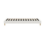 Oikiture Bed Frame Single Size Bed Base White Boucle - Extra Image