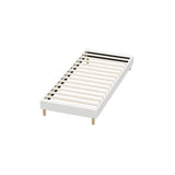 Oikiture Bed Frame Single Size Bed Base White Boucle