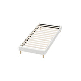 Oikiture Bed Frame Single Size Bed Base White Boucle - Top-Down View