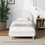 Oikiture Bed Frame Single Size Bed Base White Boucle - 45-Degree Angle