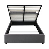Oikiture Bed Frame Double Size Gas Lift Base Storage Fabric Grey
