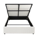 Oikiture Bed Frame Double Size Gas Lift Base Storage Leather White