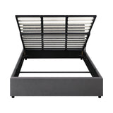 Oikiture Bed Frame King Size Gas Lift Base Storage Fabric Grey