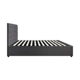 Oikiture Bed Frame King Size Gas Lift Base Storage Fabric Grey - 45-Degree Angle