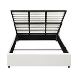 Oikiture Bed Frame King Size Gas Lift Base Storage Leather White