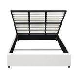 Oikiture Bed Frame King Size Gas Lift Base Storage Leather White - 45-Degree Angle