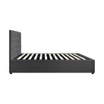 Oikiture Bed Frame King Single Gas Lift Base Storage Fabric Grey