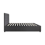 Oikiture Bed Frame King Single Gas Lift Base Storage Fabric Grey - Close-Up Angle