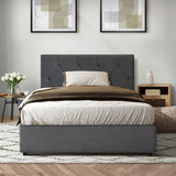 Oikiture Bed Frame King Single Gas Lift Base Storage Fabric Grey - 45-Degree Angle