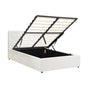 Oikiture Bed Frame King Single Gas Lift Base Storage Leather White