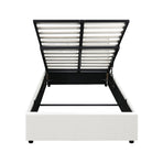 Oikiture Bed Frame King Single Gas Lift Base Storage Leather White