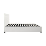 Oikiture Bed Frame King Single Gas Lift Base Storage Leather White