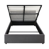 Oikiture Bed Frame Queen Size Gas Lift Base Storage Fabric Grey