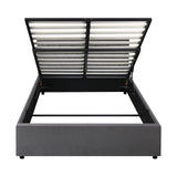 Oikiture Bed Frame Queen Size Gas Lift Base Storage Fabric Grey - 45-Degree Angle