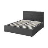 Oikiture Bed Frame Queen Size Gas Lift Base Storage Fabric Grey