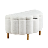 Oikiture Boucle Bed Frame with Ottoman Set Scallop Shaped Sherpa Bedhead Double - Front View