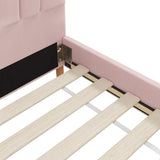 Oikiture Single Bed Frame Scallop-Shape Bedhead Pink Velvet