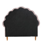 Oikiture Single Bed Frame Scallop-Shape Bedhead Pink Velvet