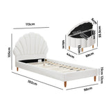 Oikiture Boucle Bed Frame with Ottoman Set Scallop Shaped Sherpa Bedhead Single - Extra Image