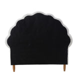 Oikiture Single Bed Frame Scallop-Shape Bedhead White Boucle