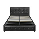 Oikiture Double Bed Frame with Storage Space Gas Lift Black