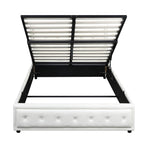 Oikiture Double Bed Frame with Storage Space Gas Lift White, Storage