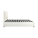 Oikiture Double Bed Frame with Storage Space Gas Lift White