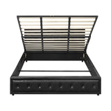 Oikiture King Bed Frame with Storage Space Gas Lift Black - Front View
