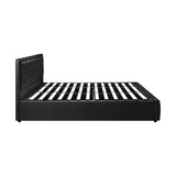Oikiture King Bed Frame with Storage Space Gas Lift Black - 45-Degree Angle