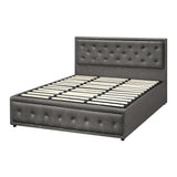 Oikiture King Bed Frame with Storage Space Gas Lift Grey