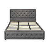 Oikiture King Bed Frame with Storage Space Gas Lift Grey