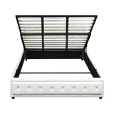 Oikiture King Bed Frame with Storage Space Gas Lift White - Extra Image