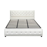 Oikiture King Bed Frame with Storage Space Gas Lift White