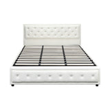 Oikiture King Bed Frame with Storage Space Gas Lift White - Side View