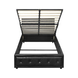 Oikiture King Single Bed Frame with Storage Space Gas Lift Black - 45-Degree Angle