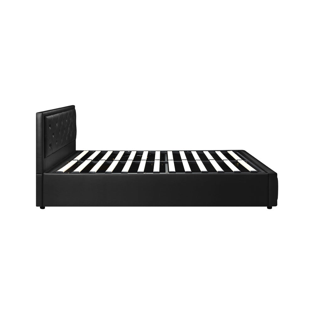 Oikiture King Single Bed Frame with Storage Space Gas Lift Black