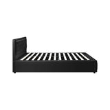 Oikiture King Single Bed Frame with Storage Space Gas Lift Black - Rear View