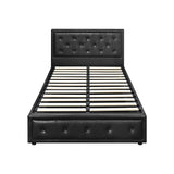 Oikiture King Single Bed Frame with Storage Space Gas Lift Black